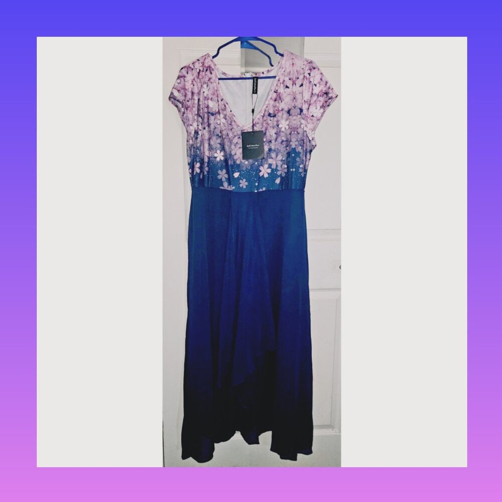 💙 NWT Navy Chiffon Maxi Dress | JustFashionNow XL | Weddings & Galas!